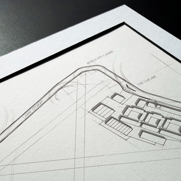 The Goodwood Motor Circuit - Hand Drawn Technical Map