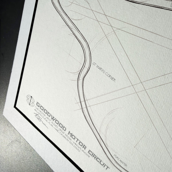 The Goodwood Motor Circuit - Hand Drawn Technical Map
